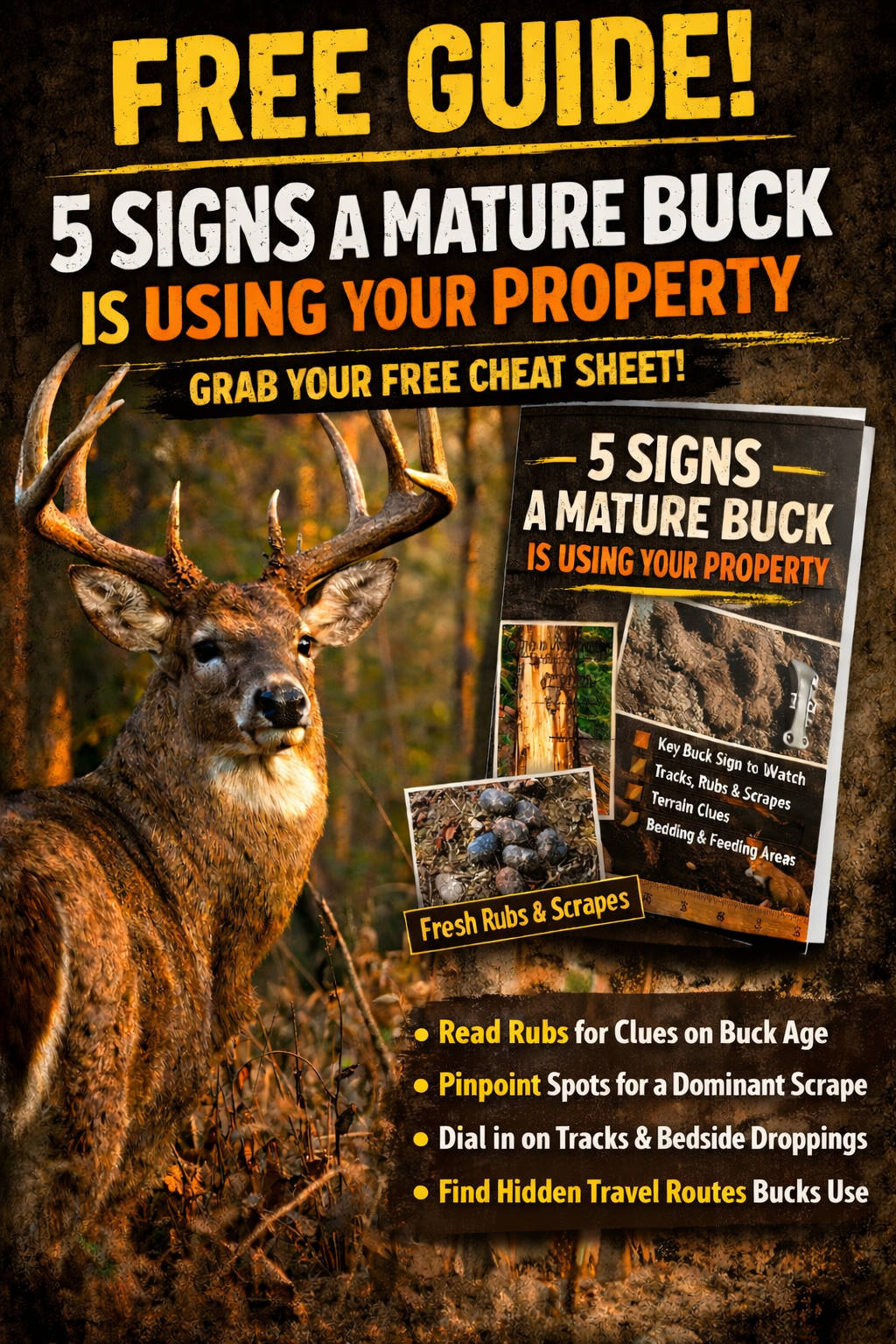 FREE 5 signs a mature buck is using YOUR property